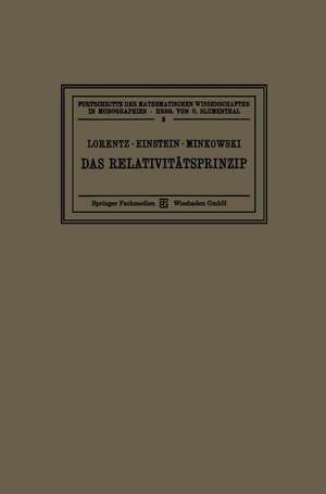 Das Relativitätsprinzip: Eine Sammlung von Abhandlungen de Hendrik Antoon Lorentz