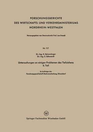 Untersuchungen an einigen Problemen des Tiefziehens II. Teil de H. Beisswänger