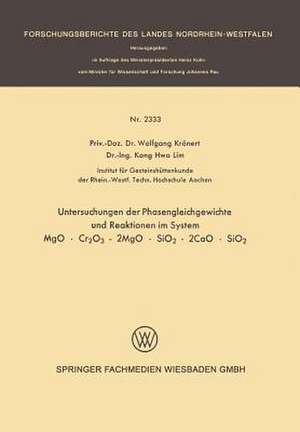 Untersuchung der Phasengleichgewichte und Reaktionen im System MgO · Cr2O3 - 2MgO · SiO2 - 2CaO · SiO2 de Wolfgang Krönert