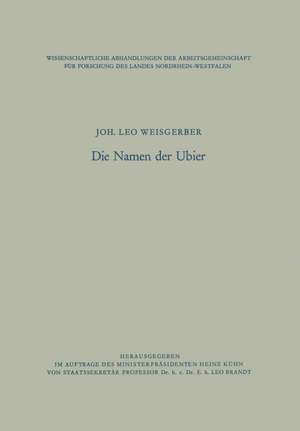 Die Namen der Ubier de Joh. Leo Weisgerber