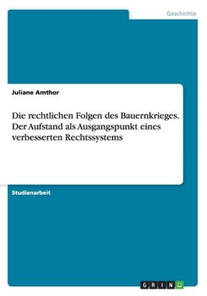 Die rechtlichen Folgen des Bauernkrieges. Der Aufstand als Ausgangspunkt eines verbesserten Rechtssystems de Juliane Amthor