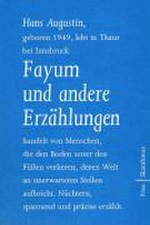 Fayum und andere Erzählungen de Hans Augustin