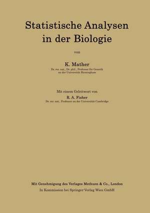 Statistische Analysen in der Biologie de Kenneth Mather