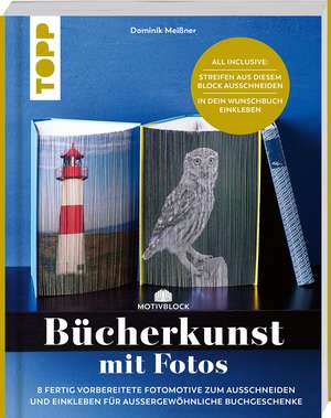 Motivblock - Bücherkunst mit Fotos. In Streifen geschnittene Fotos in ein Buch geklebt ergeben ein beeindruckendes Bild de Dominik Meißner