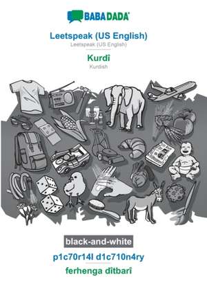 BABADADA black-and-white, Leetspeak (US English) - Kurdî, p1c70r14l d1c710n4ry - ferhenga dîtbarî de Babadada Gmbh