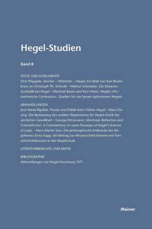 Hegel-Studien Band 8 (1973): Thomas Von Aquin Und Die Scholastik de Friedhelm Nicolin