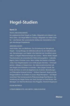 Hegel-Studien Band 23 (1988) de Friedhelm Nicolin