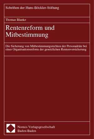 Rentenreform und Mitbestimmung de Thomas Blanke