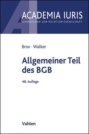 Allgemeiner Teil des BGB de Hans Brox