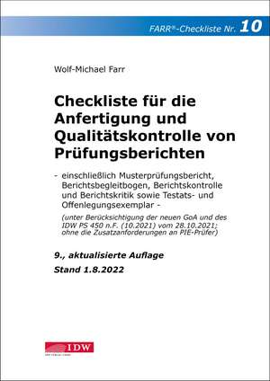 Farr, W: Checkliste 10 für die Anfertigung und Qualitätskont