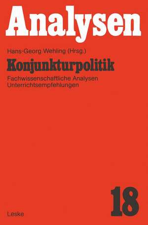 Konjunkturpolitik: Fachwissenschaftliche Analysen und Unterrichtsempfehlung de Hans-Georg Wehling