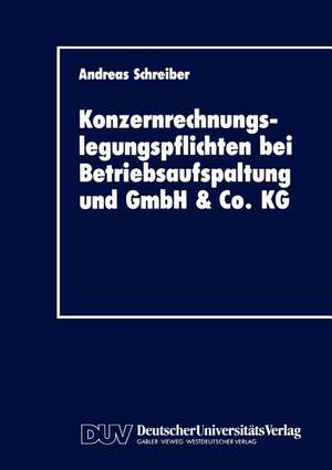 Konzernrechnungslegungspflichten bei Betriebsaufspaltung und GmbH & Co. KG de Andreas Schreiber