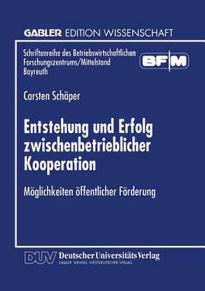 Entstehung und Erfolg zwischenbetrieblicher Kooperation: Möglichkeiten öffentlicher Förderung de Carten Schäper