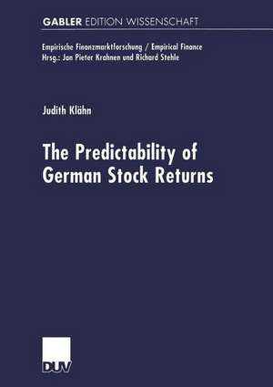 The Predictabilty of German Stock Returns de Judith Klähn