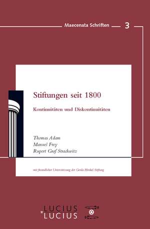 Stiftungen seit 1800 de Thomas Adam