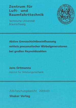 Aktive Grenzschichtbeeinflussung mittels pneumatischer Wirbelgeneratoren bei großen Reynoldszahlen de Jens Ortmanns