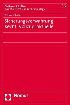 Sicherungsverwahrung - Recht, Vollzug, Aktuelle Probleme: Zugleich Ein Beitrag Zur Dogmatik Der Abgrenzung Der Beteiligungsformen Bei Begehungs- Und Unterlassungsdelikten de Tillmann Bartsch