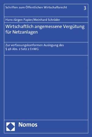 Wirtschaftlich angemessene Vergütung für Netzanlagen de Hans-Jürgen Papier