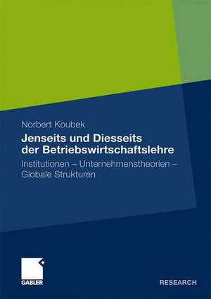 Jenseits und Diesseits der Betriebswirtschaftslehre: Institutionen - Unternehmenstheorien - Globale Strukturen de Norbert Koubek