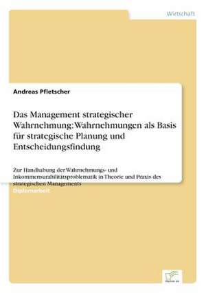 Das Management strategischer Wahrnehmung: Wahrnehmungen als Basis für strategische Planung und Entscheidungsfindung de Andreas Pfletscher