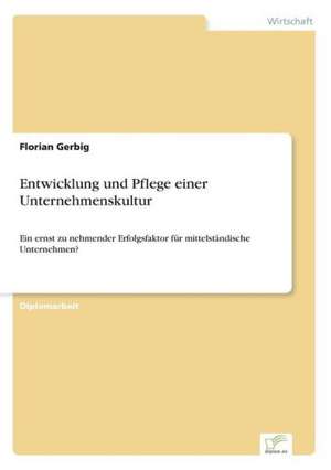 Entwicklung und Pflege einer Unternehmenskultur de Florian Gerbig