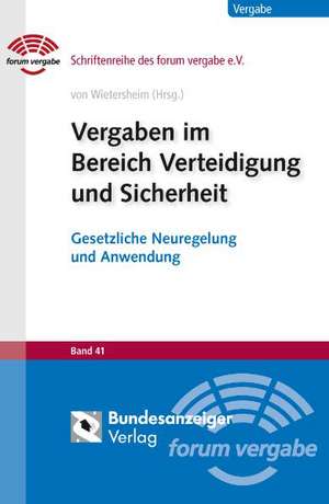 Vergaben im Bereich Verteidigung und Sicherheit de Mark von Wietersheim