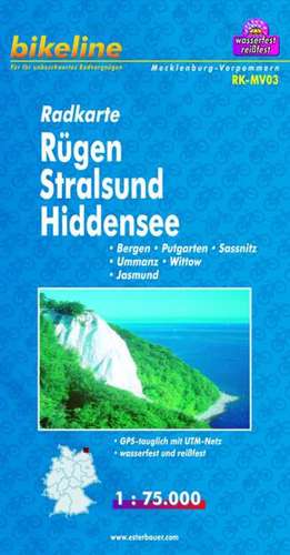 Bikeline Radkarte Deutschland Rügen, Stralsund, Hiddensee 1 : 75 000 de Esterbauer Verlag