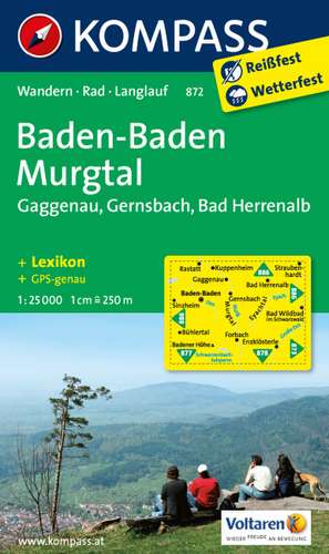 Baden-Baden - Murgtal - Gaggenau - Gernsbach - Bad Herrenalb 1 : 25 000