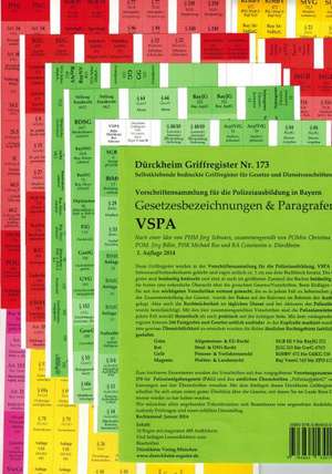 VSPA - Alles, Gesetzesbezeichnungen & Paragrafen, Dürckheim Griffregister Nr. 173, 488 bedruckte Aufkleber für die VSPA - Vorschriftensammlung für die Polizeiausbildung de Christina Biller