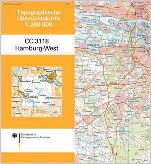 Topographische Übersichtskarte CC3118 Hamburg-West 1 : 200 000