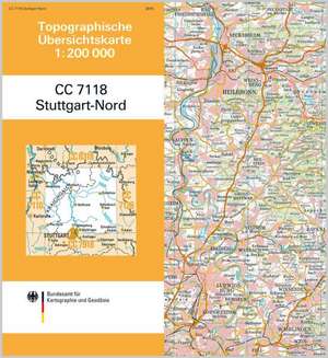 Topographische Übersichtskarte CC7118 Stuttgart-Nord 1 : 200 000