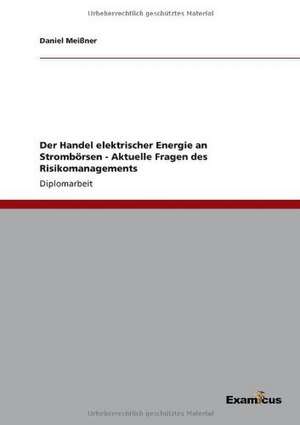 Der Handel elektrischer Energie an Strombörsen - Aktuelle Fragen des Risikomanagements de Daniel Meißner