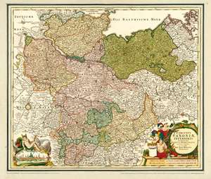 Historische Karte: Niedersachsen mit dem Gebiet Holstein, Diepholz, Göttingen und Berlin, um 1720 de Johann B Homann