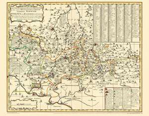 Historische Karte: Ämter Stolpen, Radeberg und Lausitz, 1754 (Plano) de Peter (der Jüngere) Schenk