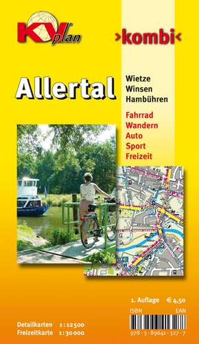 Allertal (Winsen, Wietze, Hambühren), KVplan, Radkarte/Wanderkarte/Stadtplan, 1:30.000 / 1:12.500