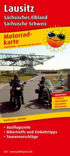 Motorradkarte Lausitz, Sächsisches Elbland - Sächsische Schweiz 1 : 200 000