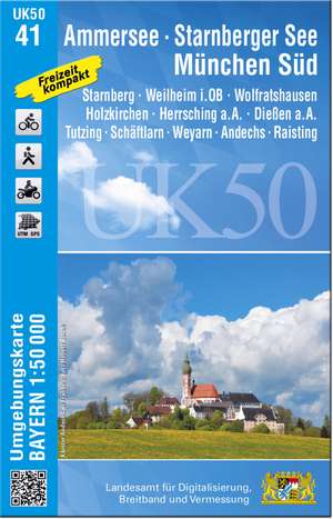 Ammersee, Starnberger See, München-Süd 1 : 50 000 (UK50-41) de Breitband und Vermessung Landesamt für Digitalisierung