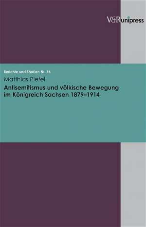 Antisemitismus Und Volkische Bewegung Im Konigreich Sachsen 1879-1914: Exegese in Theologischer Und Kirchlicher Verantwortung de Matthias Piefel