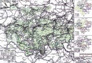 Übersichtskarte des Reichsbahnstreckennetzes in Thüringen 1939