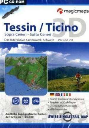 Tessin / Ticino 3D. Sopra Ceneri - Sotto Ceneri. 1: 50.000 Amtliche topographische Karte. DVD-ROM für Windows 2000/XP