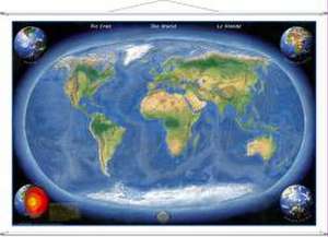 Die Erde Panorama. Wandkarte / Miniformat mit Metallbeleistung