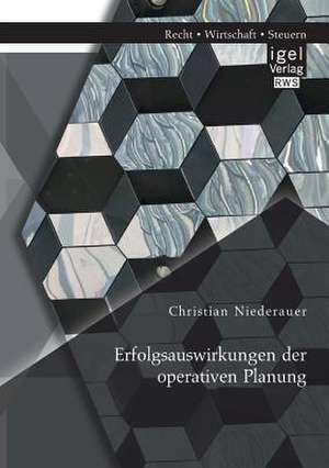 Erfolgsauswirkungen Der Operativen Planung: Band 4 Der Lehrbuchreihe Zum Assessorexamen de Christian Niederauer