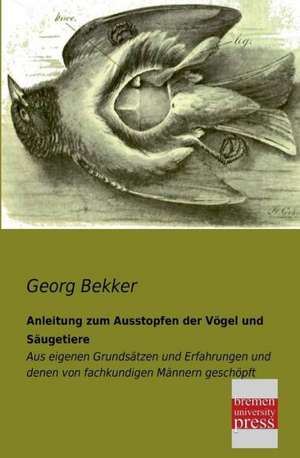 Anleitung zum Ausstopfen der Vögel und Säugetiere de Georg Bekker