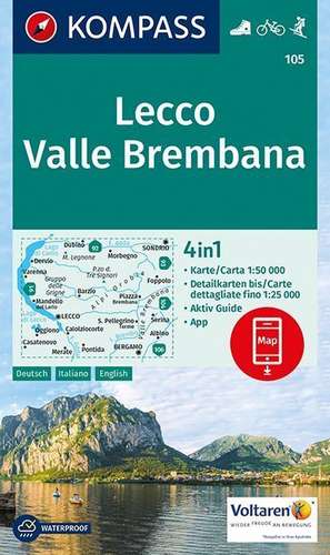 Lecco, Valle Brembana 1:50 000 de Kompass-Karten Gmbh