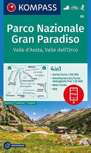 Parco Nazionale Gran Paradiso, Valle d'Aosta, Valle dell'Orco 1:50 000 de Kompass-Karten Gmbh