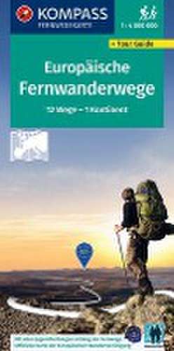 KOMPASS Fernwegekarte Europäische Fernwanderwege, 12 E-Wege - 1 Kontinent 1:4 Mio.