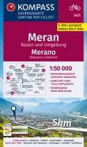 KOMPASS Fahrradkarte 3421 Meran, Bozen und Umgebung 1:50.000