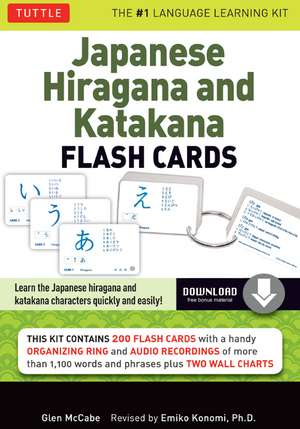 Japanese Hiragana and Katakana Flash Cards Kit: Learn the Two Japanese Alphabets Quickly & Easily with this Japanese Flash Cards Kit (Online Audio Included) de Glen McCabe