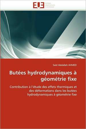 Butées hydrodynamiques à géométrie fixe de Said Abdallah AHMED