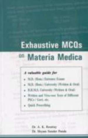 Exhaustive MCQs on Materia Medica de Dr A K Routray